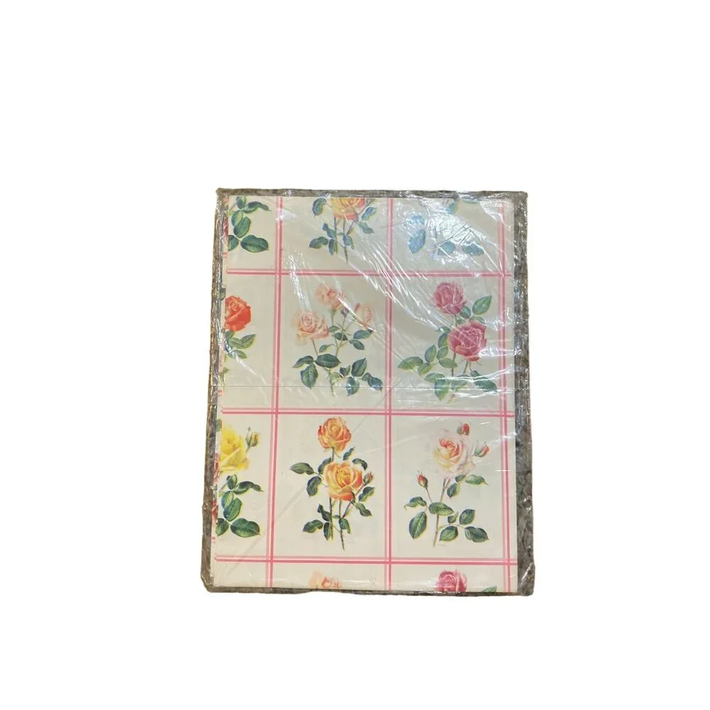 Vintage American Greetings All Occasion Gift Wrap NEW Roses Windowpane